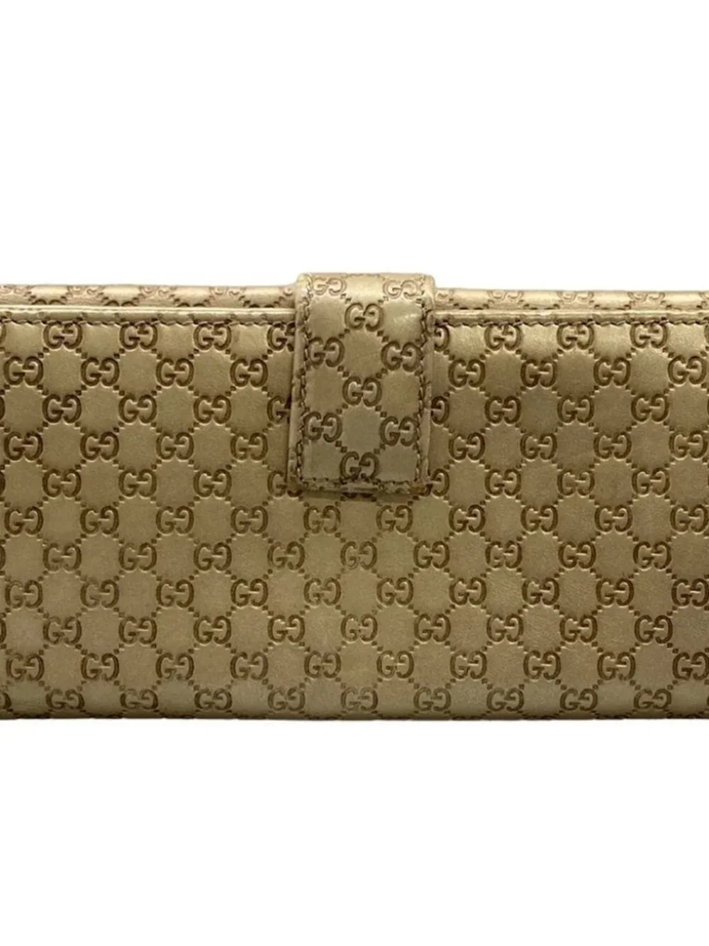 GUCCI Micro-Guccissima / Metal Bar 257012 Gold Leather Long Wallet - Picture 2 of 7